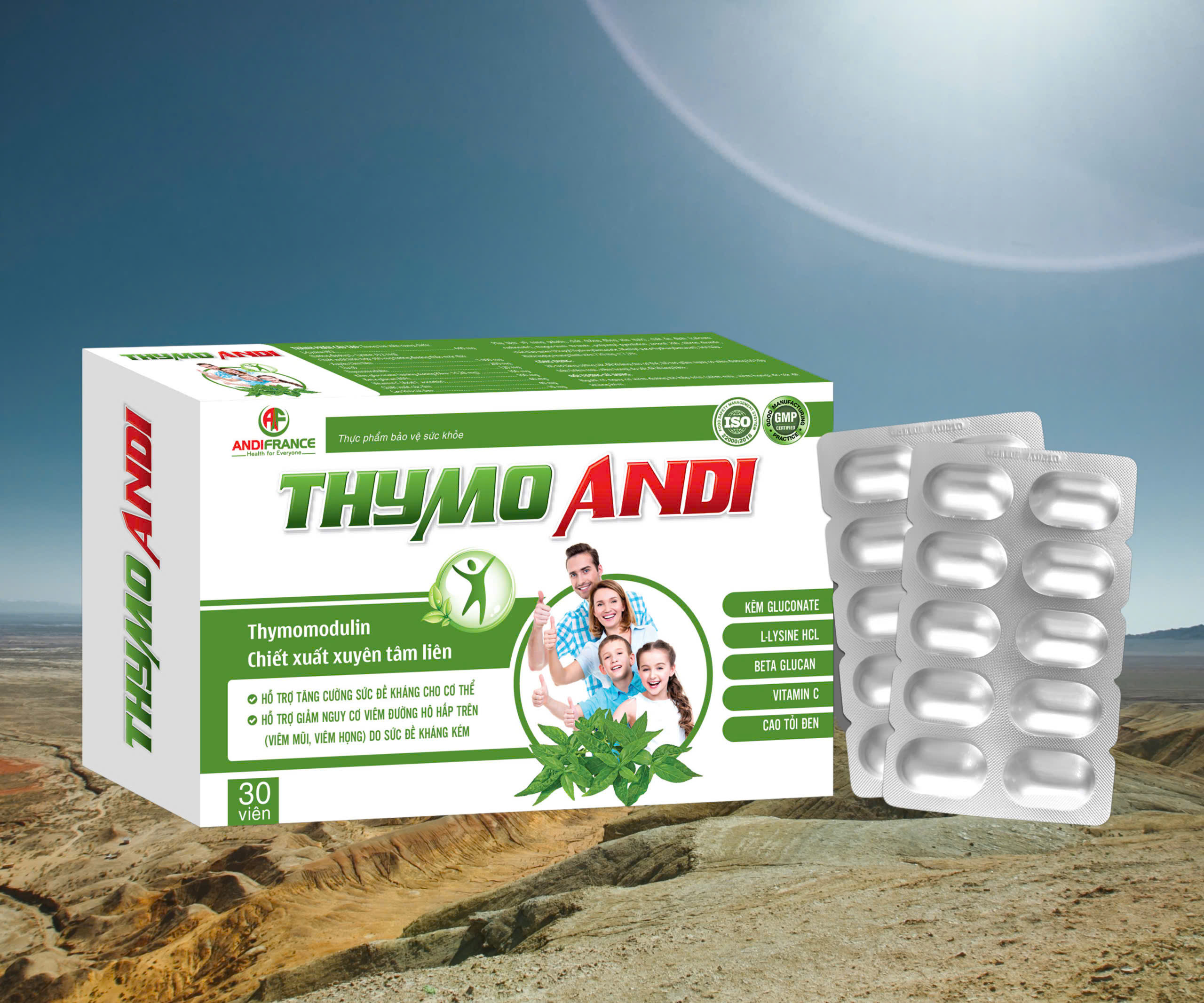 Tăng Cường Đề Kháng Thymo Andi,  Hộp 30 viên